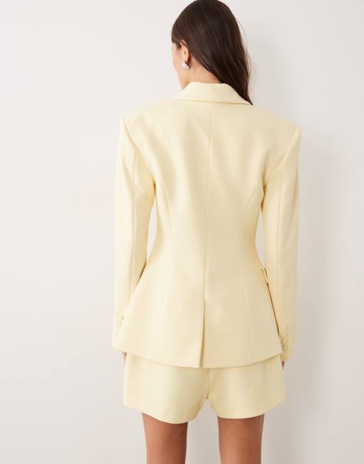 Esclusiva Wanderdoll - Charlotte - Blazer oversize stretto in vita con rever color limone, 3 di 4