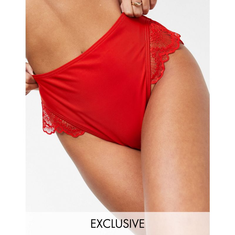 Donna Bikini Esclusiva Wolf & Whistle Coppe Grandi - Eco - Completo bikini in pizzo rosso