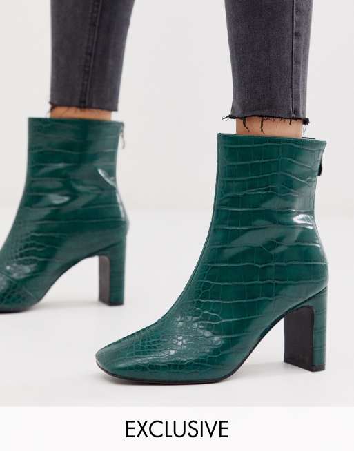 z_code_z exclusive nora vegan chunky chelsea boots in black croc