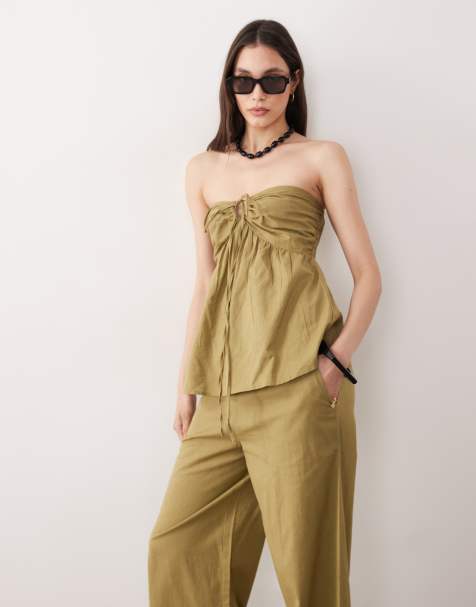 Esmee bandeau beach top co-ord in light green - view 1