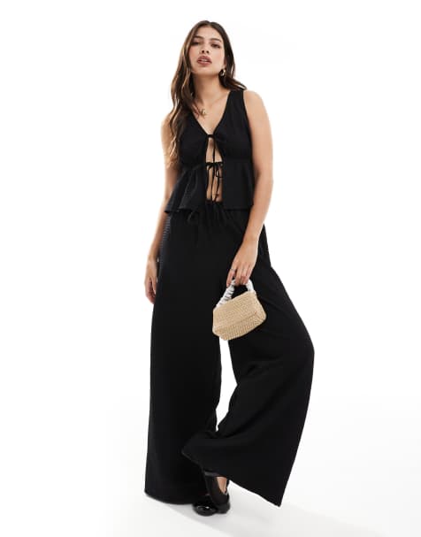 Esmee beach co-ord in textured black - view 1
