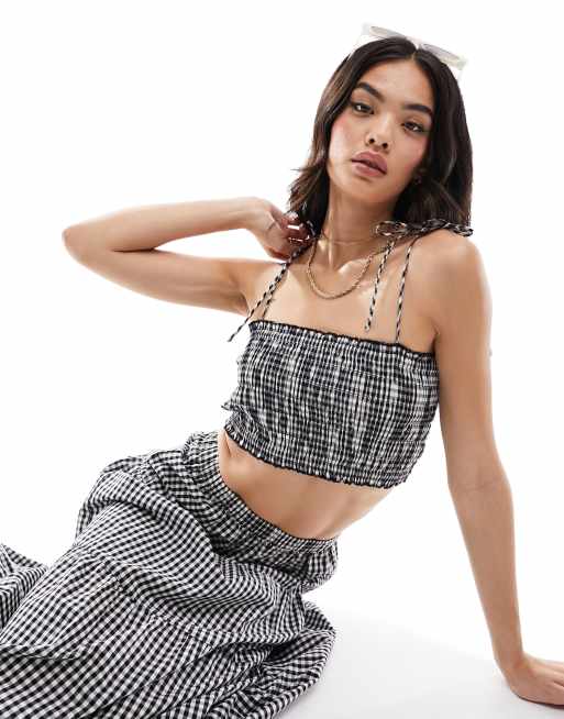 Esmee beach crop top in gingham (part of a set) ASOS