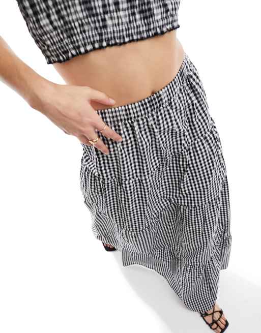 Esmee beach maxi skirt co-ord in gingham, 3 of 5