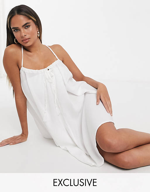 Esmee – Biała plażowa sukienka na cienkich ramiączkach – tylko w ASOS