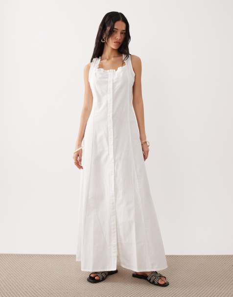 Esmee button down maxi beach dress in white - view 1