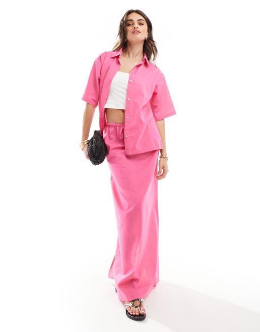 Camicia di lino rosa deals