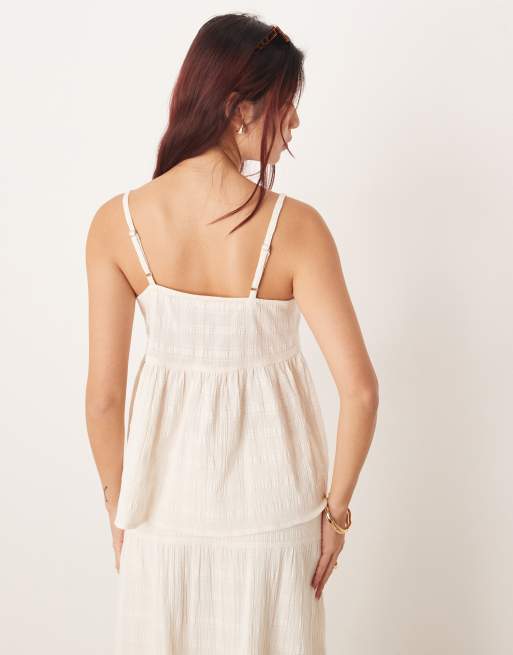 Esmée - Cropped strandtop met gestrikte voorkant in crème, deel van co-ord set, 4 van 4