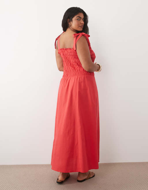 Esmee Curve – Ärmelloses Maxi-Strandkleid in Rot mit Besatz, 4 von 4