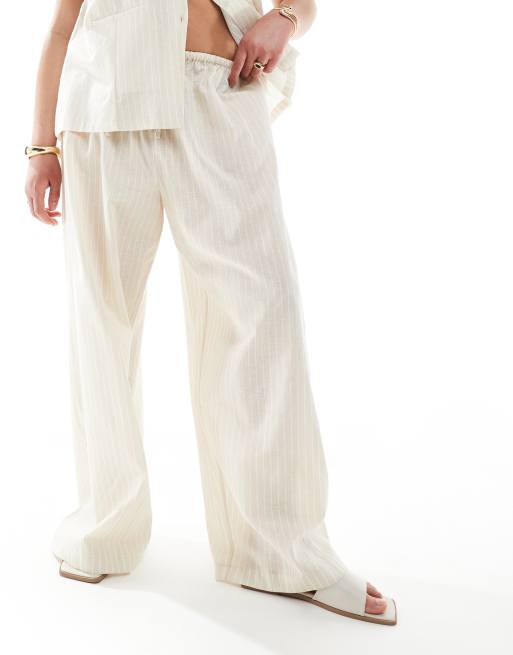 Esmee Curve Exclusive beach pants in beige and white stripe - part of a set, 5 of 5