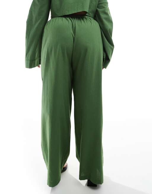 Esmee Curve Exclusive beach pants in olive - part of a set, 2 of 5