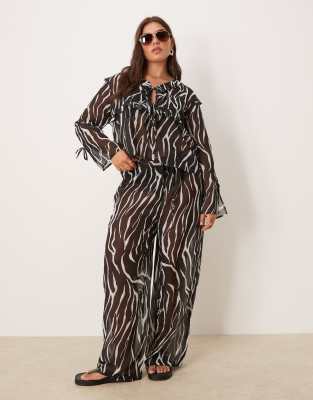 Exclusive sheer beach pants in zebra-Multi
