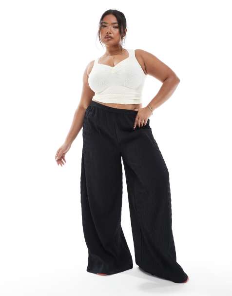 Esmée Curve – Exclusive – Strukturierte Strandhose in Schwarz - view 1
