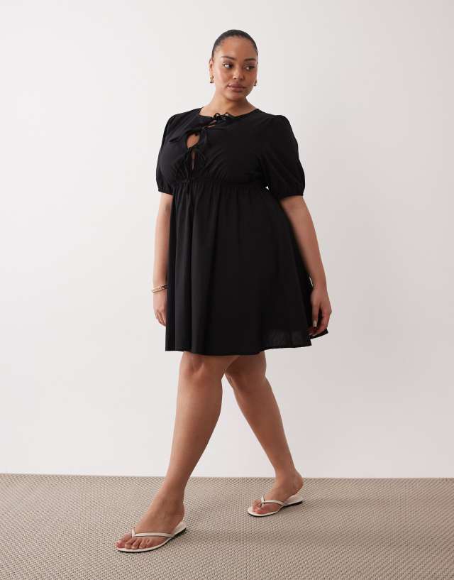 little black beach dress Esmée Curve Exclusive tie front puff sleeve mini in Size:3 Toddler shirt dress from the 2024week48 Sequin Mermaid Dress in