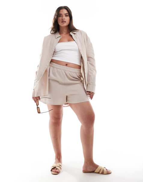 Esmée Curve - Exclusives - Co-ord strandset met textuur in lichtbeige - view 1