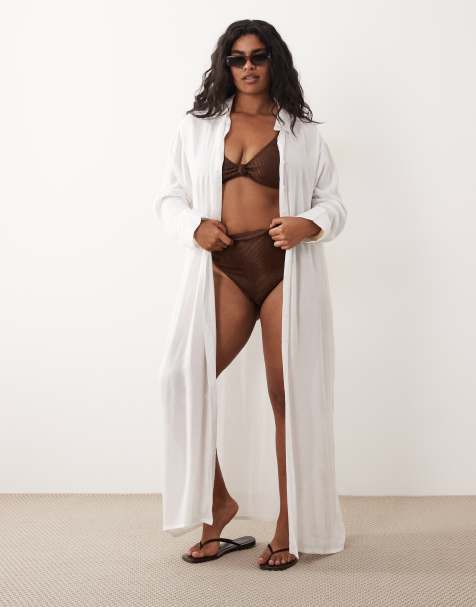 Esmee Curve maxi beach shirt summer dress in white 