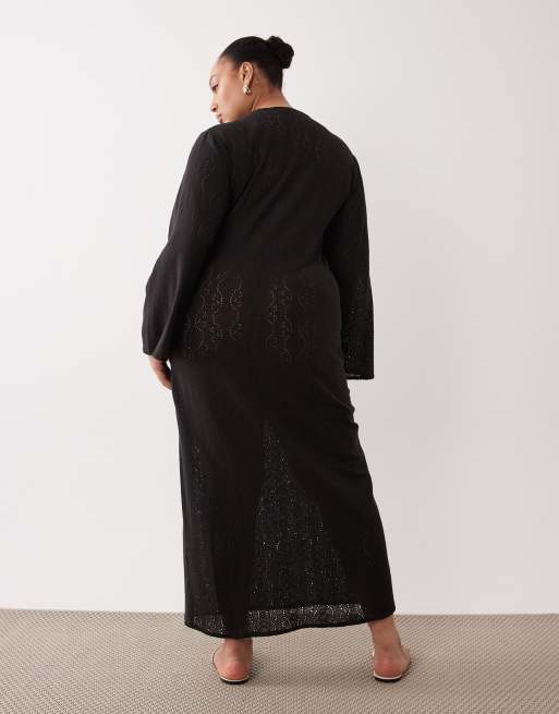 Esmée Curve – Maxi-Strandkleid aus Strick in Schwarz, 4 von 4