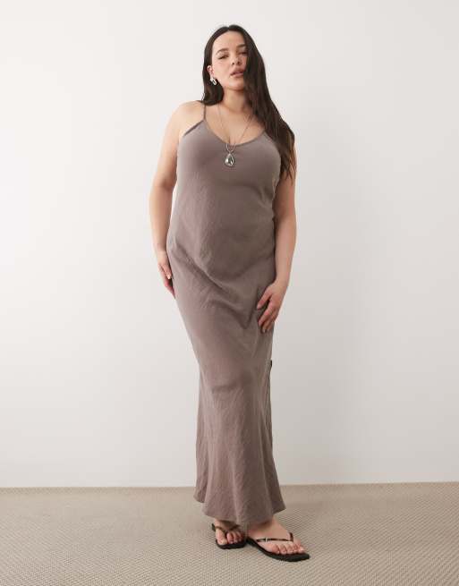 Esmee Curve – Maxi-Strandkleid in Braun mit Riemchenträgern, 2 von 4