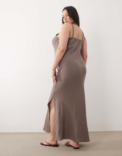 Esmee Curve – Maxi-Strandkleid in Braun mit Riemchenträgern, 4 von 4