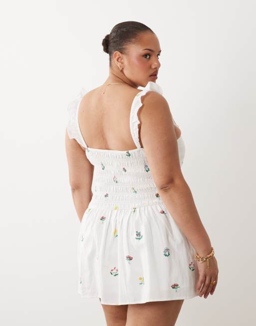 Esmée Curve – Mini-Strandkleid in Weiß mit Blümchenmuster, 4 von 4
