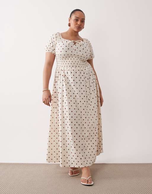 cream and brown polka dot dress Koda Cream Polka Dot Mini Dress - US 10 main image 0