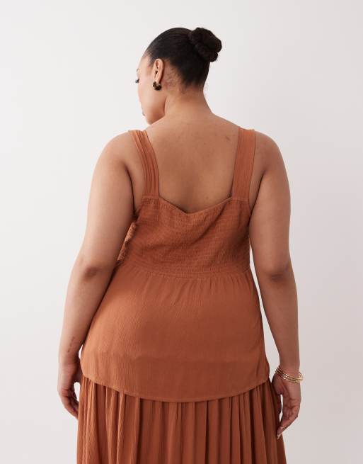 Esmée - Curve - Strandtop met gestrikte voorkant in roestbruin, deel van co-ord set, 4 van 4