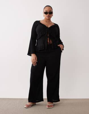 Esmée Curve tie front beach pants in black