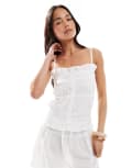 [Esmée] Esmee Exclusive beach crop top with frill trim in white 14 White