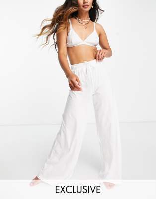 white jersey trousers