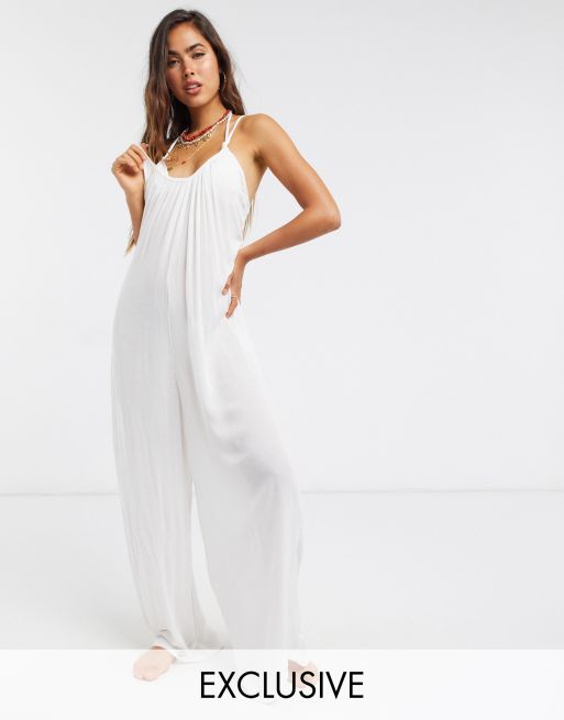 Esmee Exclusive beach jumpsuit in white | ASOS