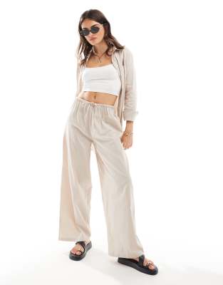 Esmee Exclusive beach pants in oat - part of a set-White