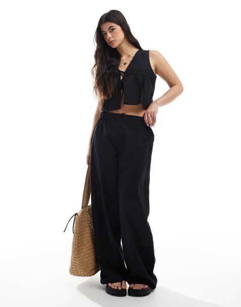 Esmee Exclusive beach pants set in black - view 1