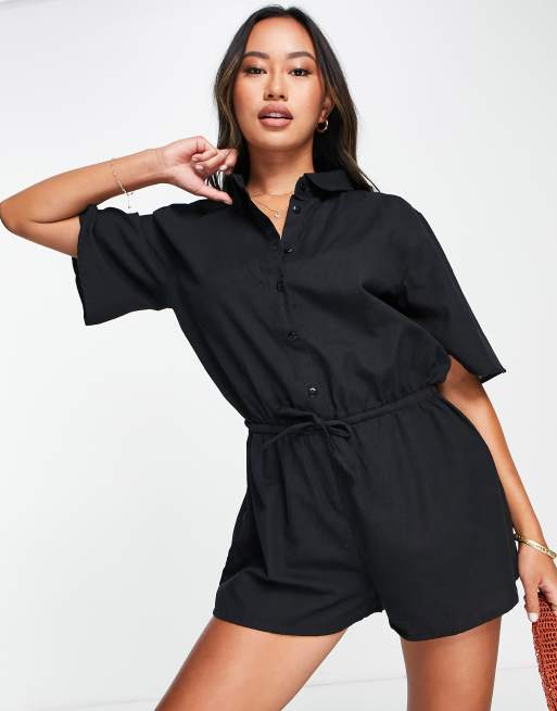 Esmee Exclusive beach playsuit with elasticated drawstring waist in ...