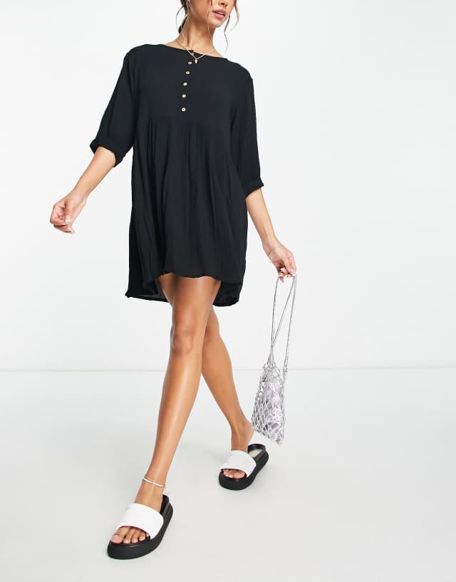 Esmee Exclusive beach smock dress in black