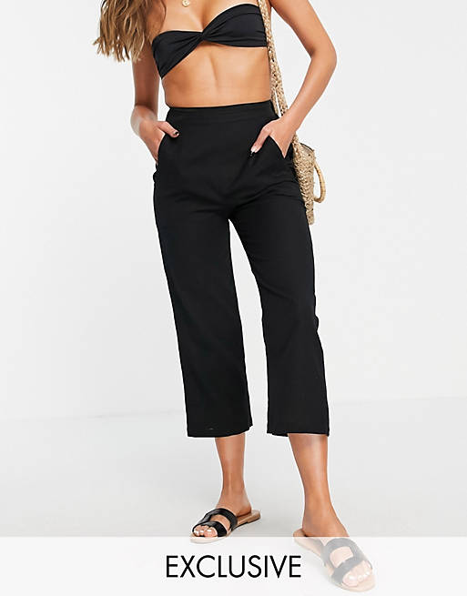 Women Esmee Exclusive beach trouser co-ord in black 