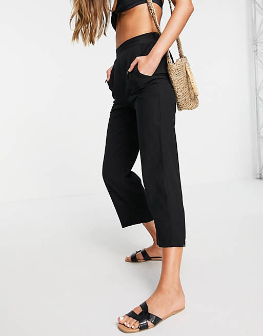 Women Esmee Exclusive beach trouser co-ord in black 