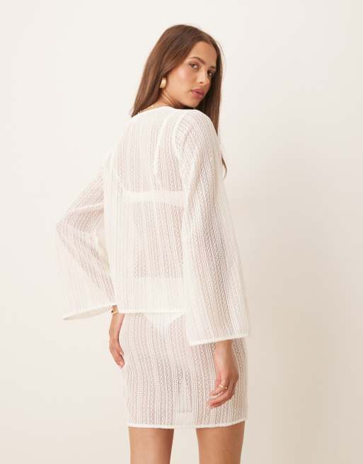 Esmée Exclusive crochet beach top in cream, 4 of 4