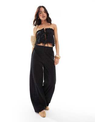 Esmee Exclusive eyelet beach pants in black