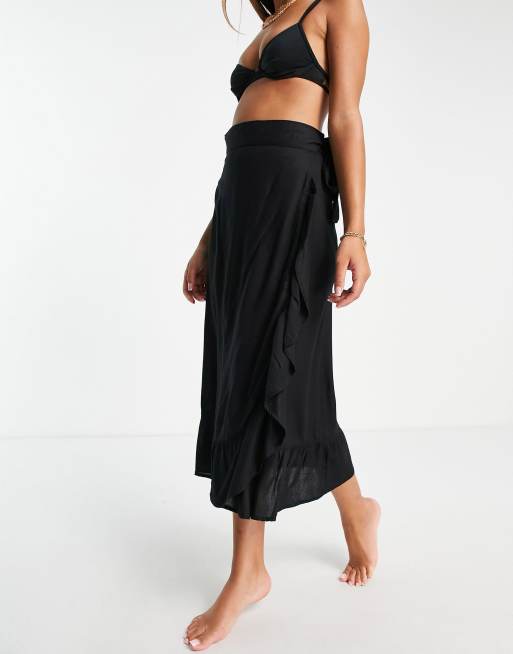 Black beach sale sarong skirt