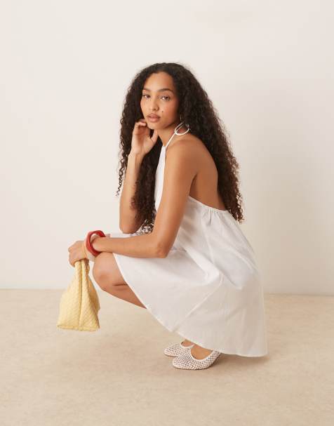 Esmee Exclusive halter mini beach dress in white - view 1