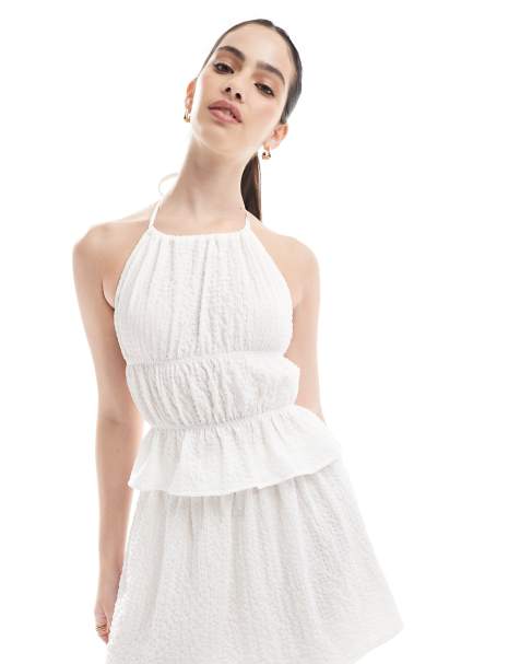 Esmee Exclusive high neck halter beach top in white - view 1
