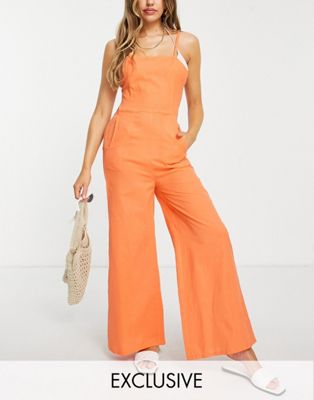 Esmee Exclusive jumpsuit with side cut out deail in orange