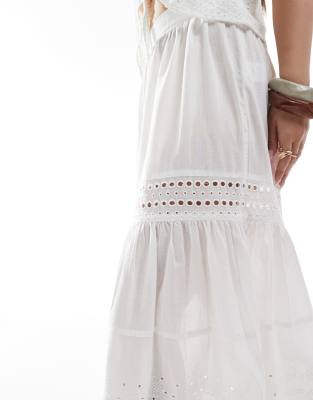 Esmée Esmee Exclusive Lace Panel Tiered Maxi Beach Skirt In White