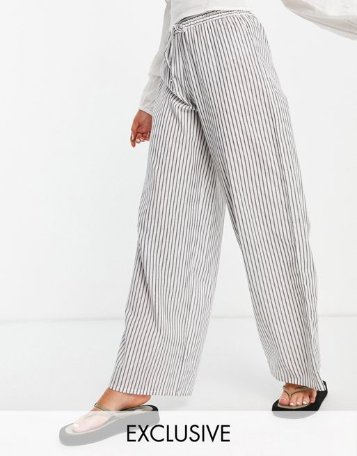 Esmee Exclusive linen effect beach trouser co-ord in stripe | ASOS