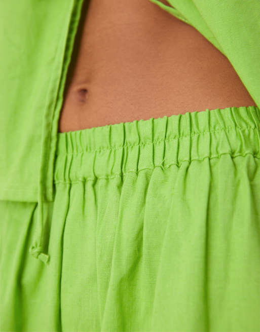 Esmee Exclusive linen look beach trousers in green, 4 of 5