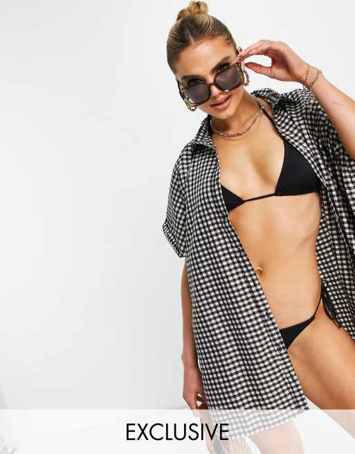 Esmee Exclusive – Luźna koszula plażowa w kratkę vichy – część zestawu