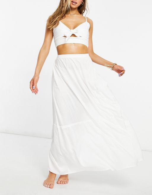 Esmee Exclusive matching maxi beach prairie skirt in white  ASOS