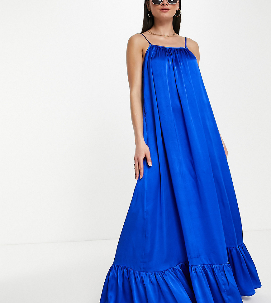 Esmee Exclusive maxi beach dress with low back in cobalt blue