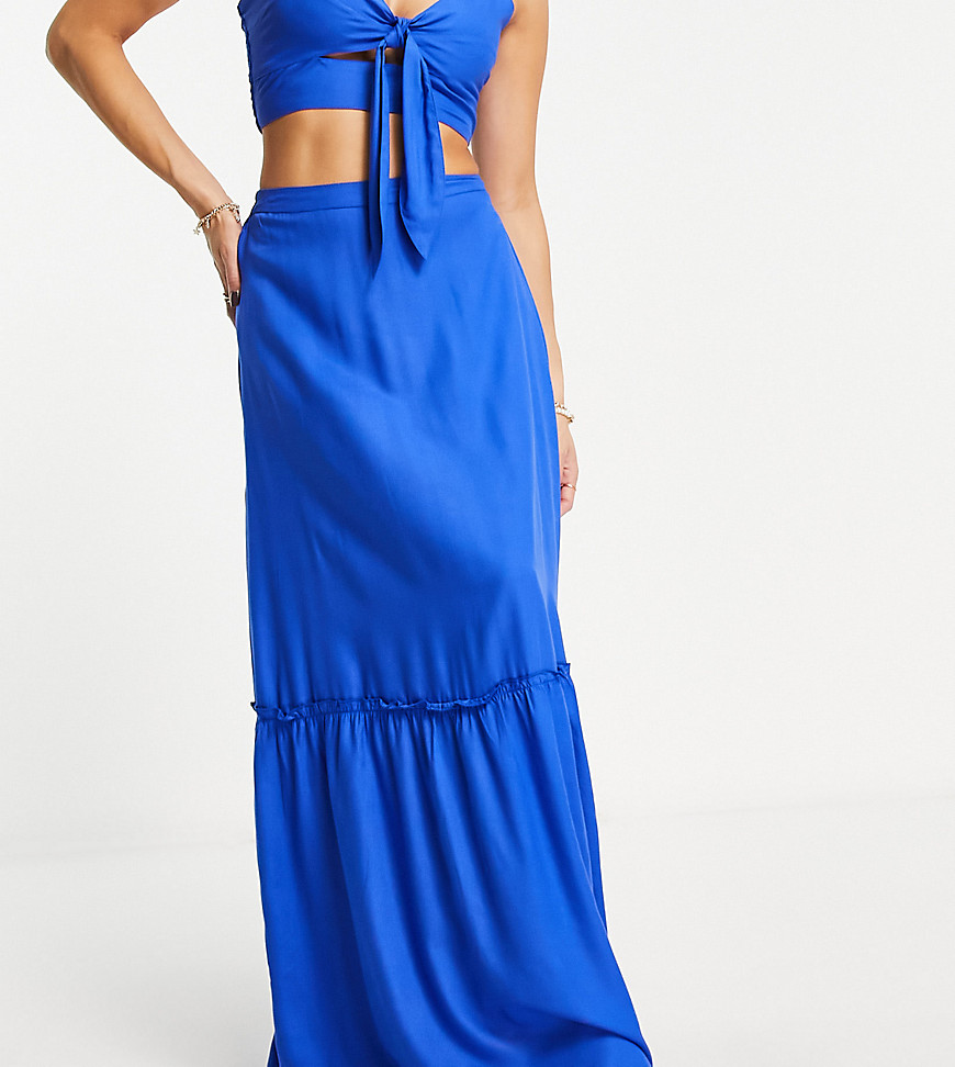 Esmee Exclusive maxi beach prairie skirt in cobalt blue - part of a set