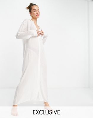 Esmee Exclusive maxi beach shirt summer dress in white