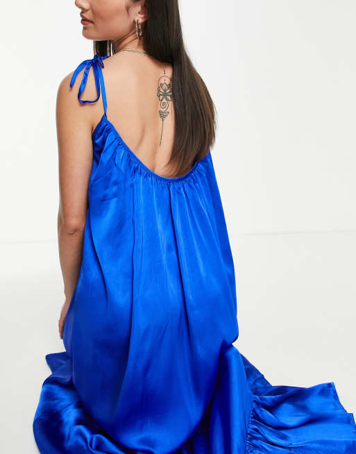 Esmee Exclusive maxi beach summer dress with low back in cobalt blue | ASOS